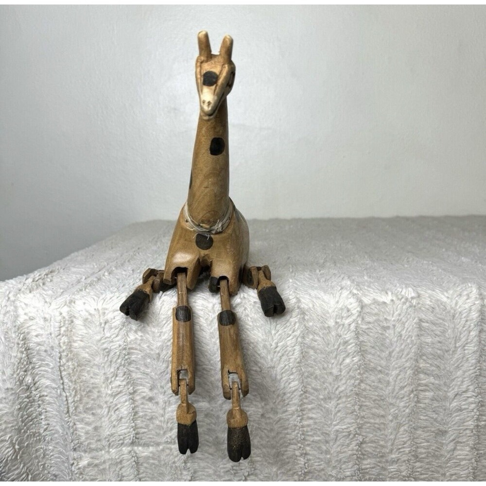 Vintage Wooden Folk Art‎ Giraffe Swinging Shelf Sitter Legs Moving Neck Figure - Picture 2 of 16